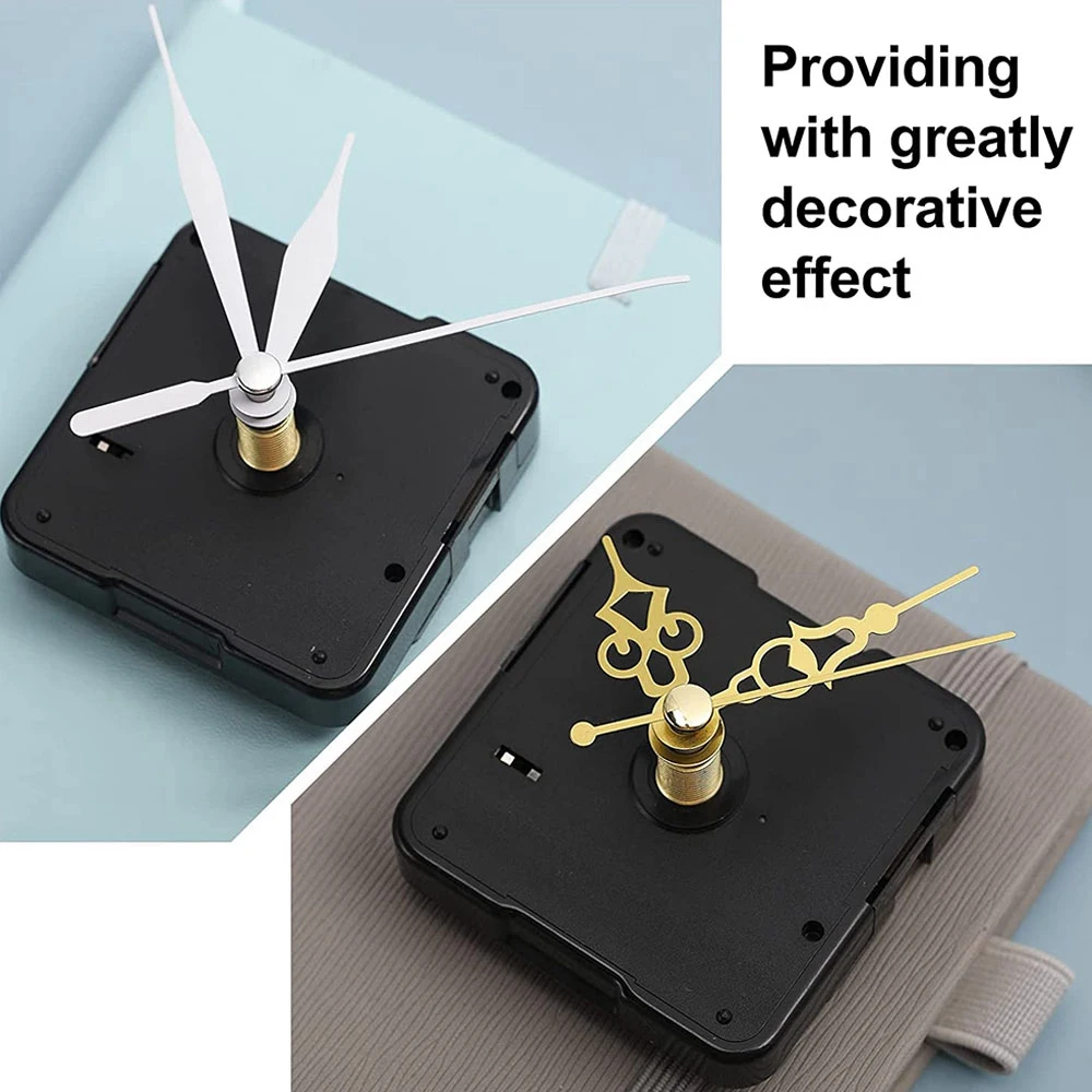 Beauty 5 Pcs Clock Movement Mechanism Parts Silence Quartz DIY Wall Clock with 7 Different Pairs Clock Hands Replacement Kit
