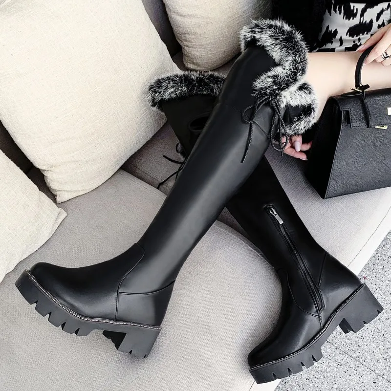 Warm High Snow Boots Women Winter Shoes Waterproof Over the Knee High Boots Ladies Warm Fur Plush Long Shoes Female Comfortable