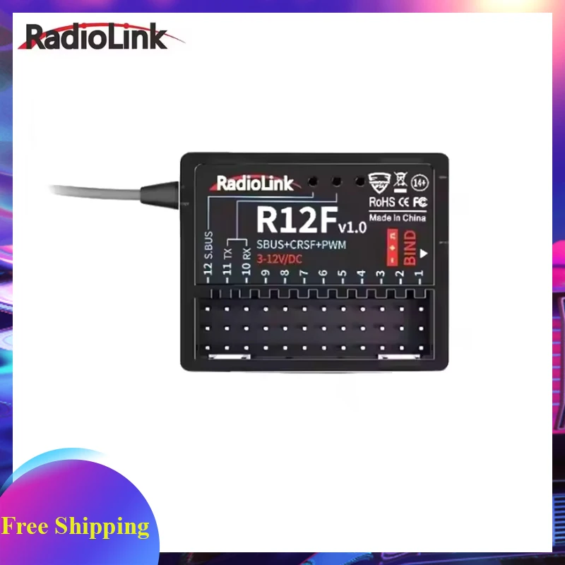 Radiolink R12F 12 Channle 2.4G RC Receiver Car Voltage Transmission Telemetry Long Range RX for Crawler Drifting Car
