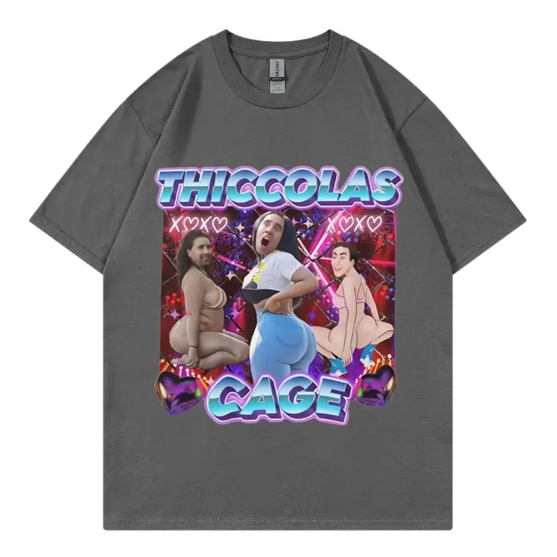 Thiccolas Cage Funny Meme T Shirt High Street Fashion Trend Short Sleeve T-shirt Men Women Clothing Harajuku Y2k Street T-shirts - Image 5