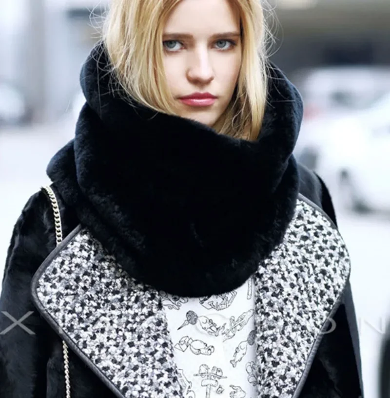 

Новые европейские и американские осенние и зимние мужские и женские шарфы, утолщенные и теплые плюшевые пуловеры с имитацией кролика