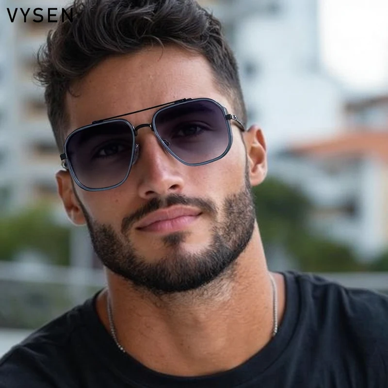 Occhiali da sole quadrati Steampunk oversize da uomo 2025 Luxury Brand Occhiali da sole vintage in metallo a doppio raggio Occhiali da sole alla moda per la guida all'aperto