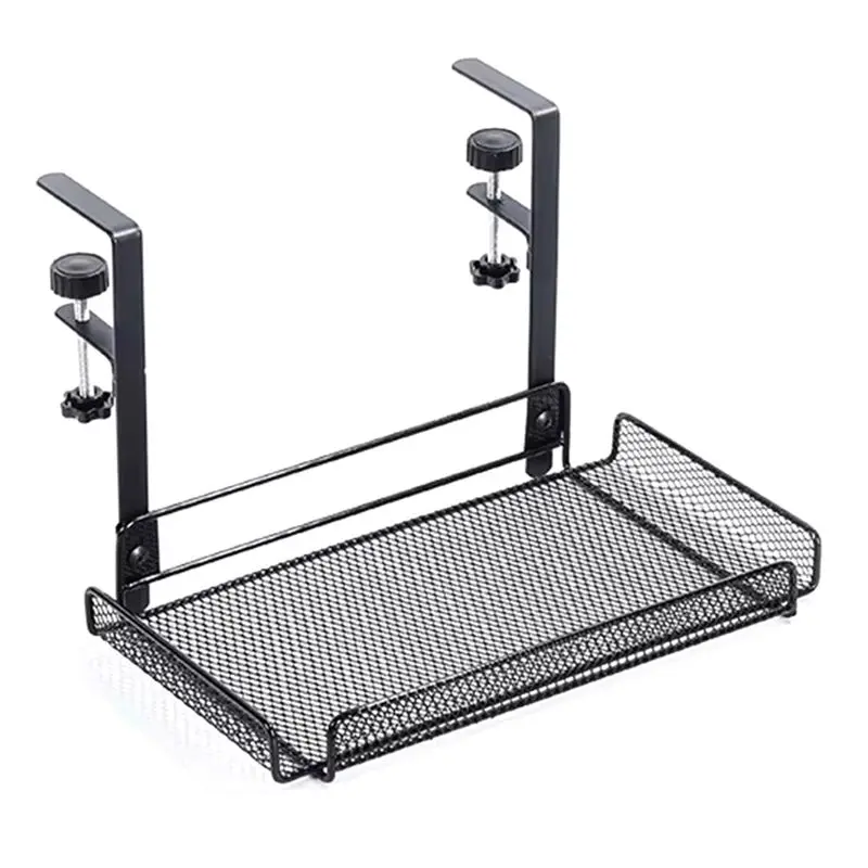 Ingenious-No Drill Under Desk Cable Management Tray With Clamp-Premium Wire Tray Cord Organizer - Thin Steel Cable Tray Basket