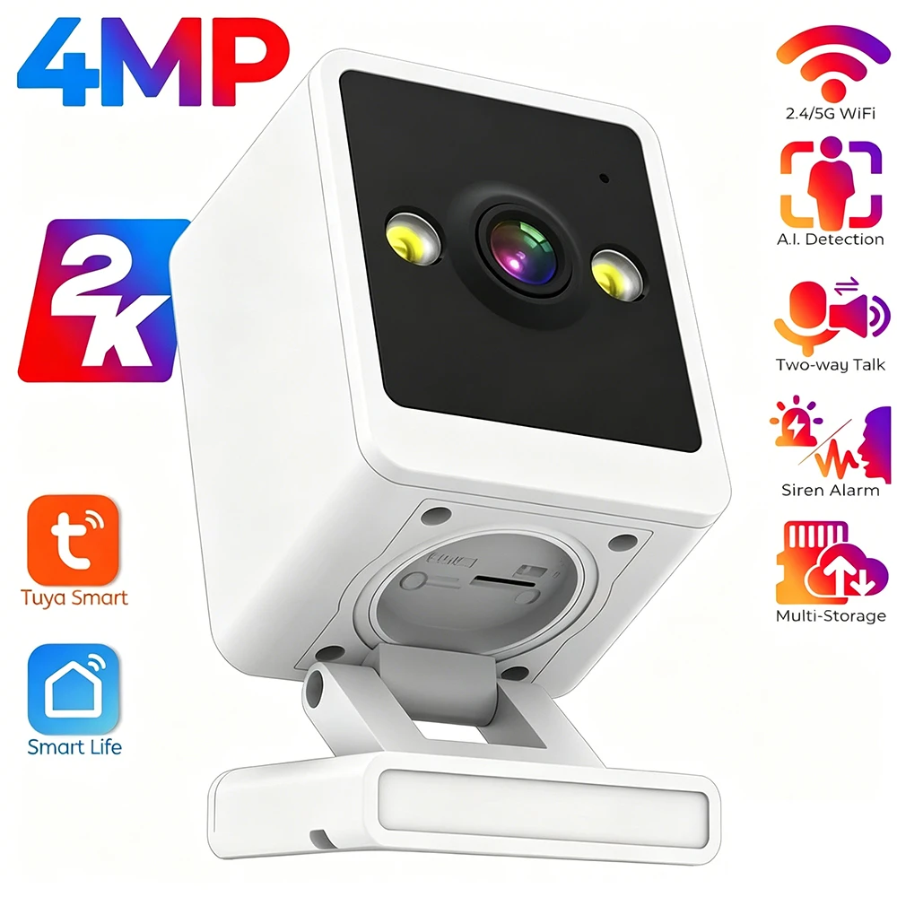 Tuya 4MP Mini Cube Camera Indoor Tinny WiFi Camera 2-way Talk Night Vision Human Detect SD Card Recording Playback Small Cameras