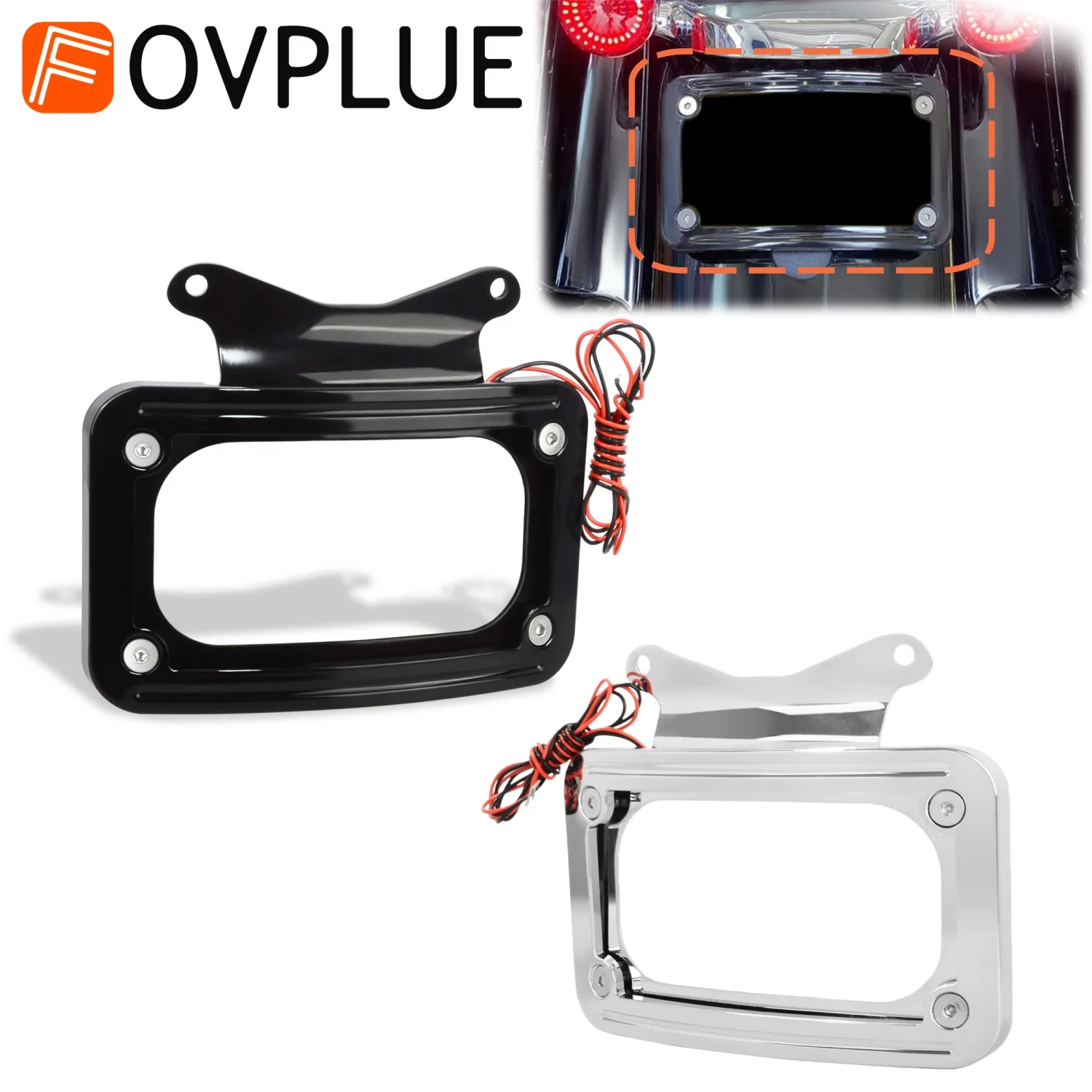 

Fender Motorcycle Curved License Plate Frame W/LED Lighting For Harley Road Glide FLTRX Street Glide FLHX FLHXS Road King FLHRXS