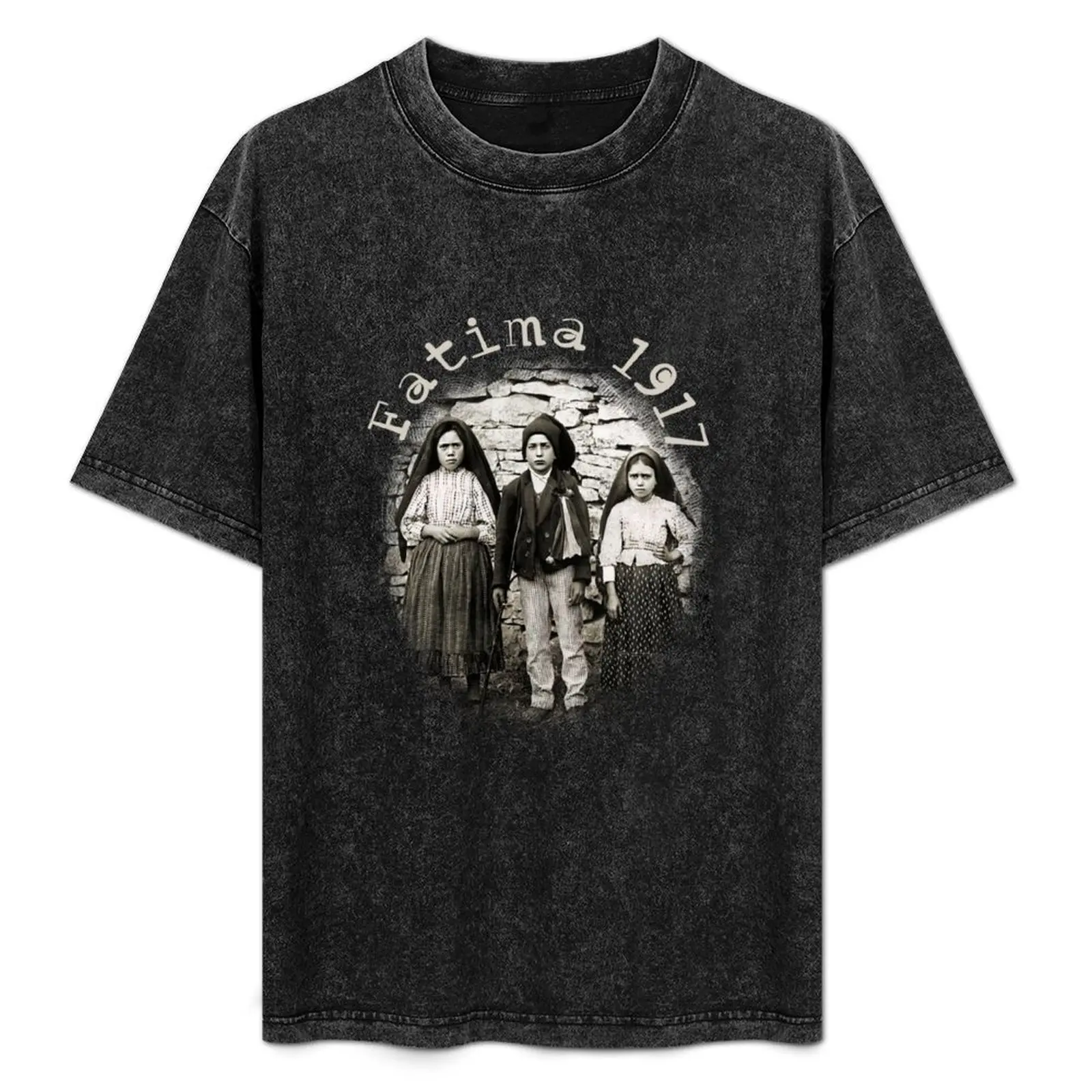 Camiseta de la Aparición de la Virgen María a los Niños de Fátima, Lúcia dos Santos, Francisco y Jacinta Marto, Prenda Informal Básica de Manga Corta