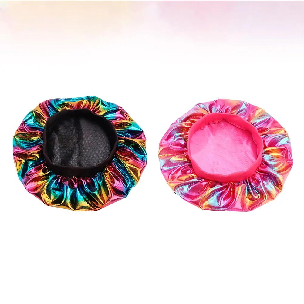 2Pcs Stretchy Sleep Bonnet for Women Soft Comfortable Hair Keeping Cap Night Use Makeup Wash Face Wide Elastic Chemotherapy Hat