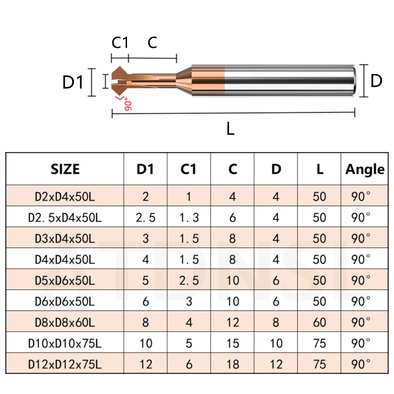 90 Degree Up And Down Chamfering Milling Cutter Carbide Positive And Negative Double-sided CNC Tool For Steel And Aluminum D1-12