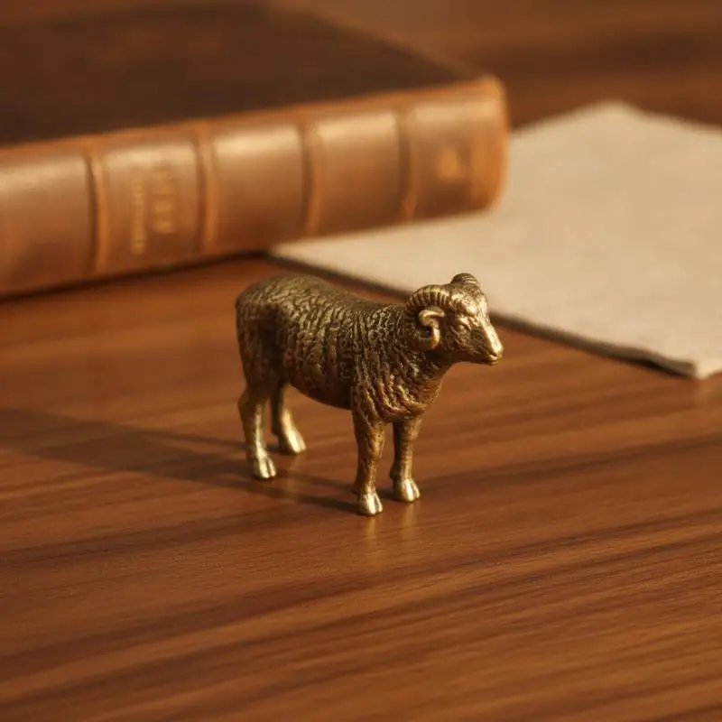 Copper Sheep Desktop Ornament Twelve Zodiac Zodiac Sheep Blessing Cultural Play Tea Pet Ornament Craft Old Bronze Ware New Deco