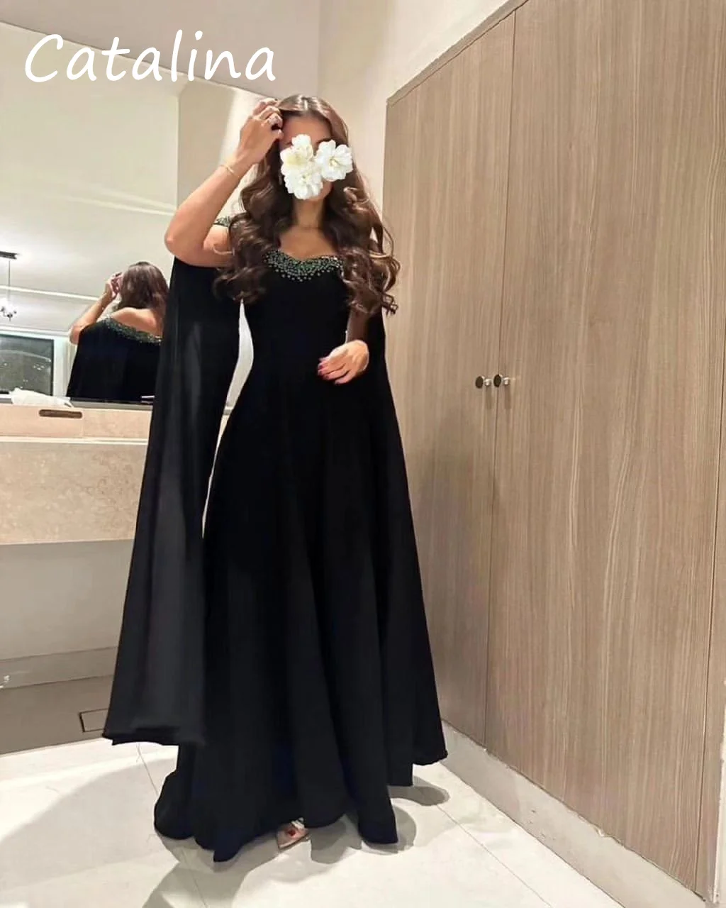 Elegant Green Beaded Evening Dress Off Shoulder Sequins Wedding Dress Ankle-Length Fashion A-line Arabia Formal Party Dress