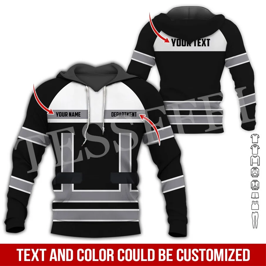 Custom Name Cosplay Worker Heavy Equipment Tow Truck Multicolor Retro Tattoo 3DPrint Harajuku Casual Pullover Jacket Hoodies A21