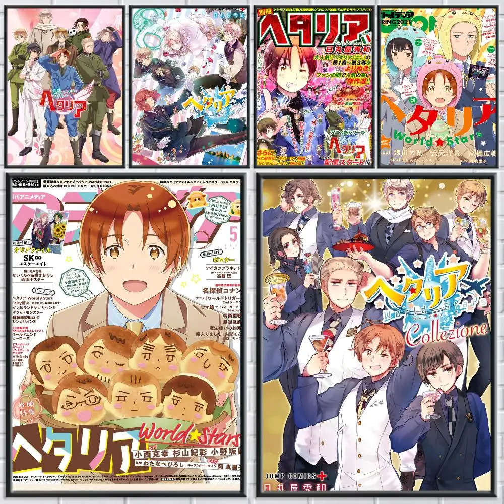 Hetalia The Beautiful World Poster Perfect Sticker Self Adhesive Wall Art Decor for Home Office Dining Spaces