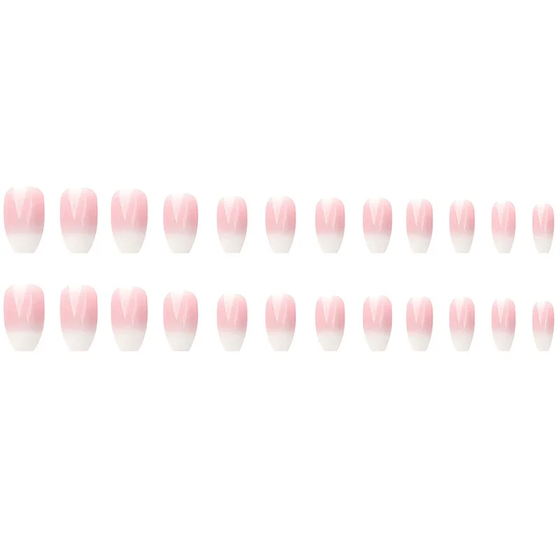 

Nail Waterproof Gradient Fake Nails French Ballerina Faux Medium Coffin false nails Fingernails Press on Nails Tips