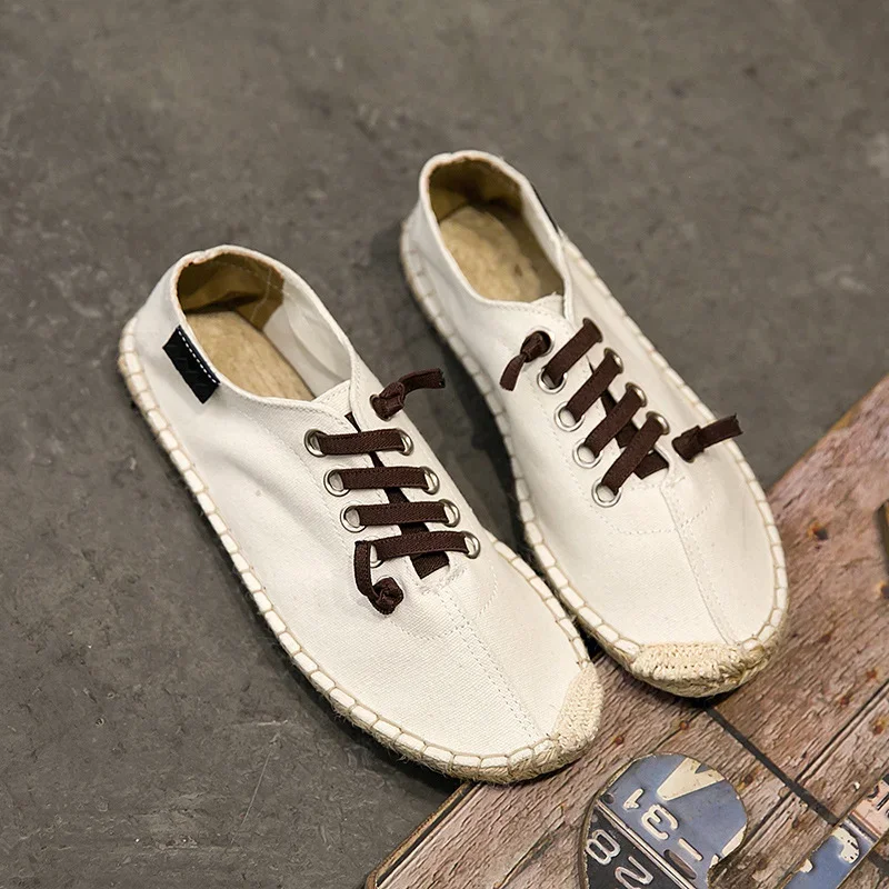 Men Hemp Fisherman Shoes 2021 Brand New Breathable Espadrilles Flats Solid Moccasins Casual Shoes Men Zapatos De Hom uik90