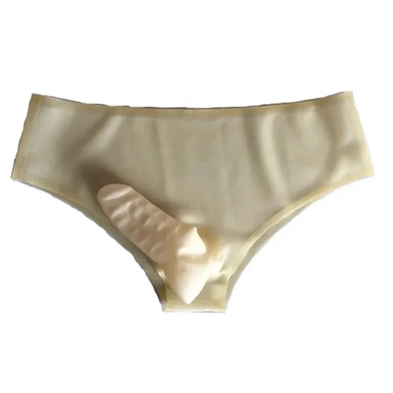

Мужские сексуальные трусы из натурального латекса цвета кожи с трусами-футляром, трусики для пар, эротические трусы с низкой талией, плотные резиновые защитные стринги