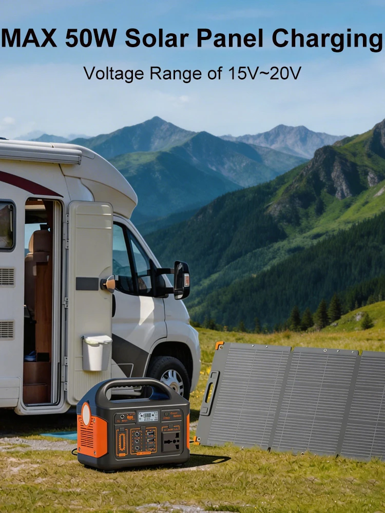 Gaiaray Tragbare Powerstation 500W 300W 200W 100W Solargenerator UPS LiFePO4 Batterie LED-Licht Solarladestation für Zuhause Outdoor Notfall-Powerbank