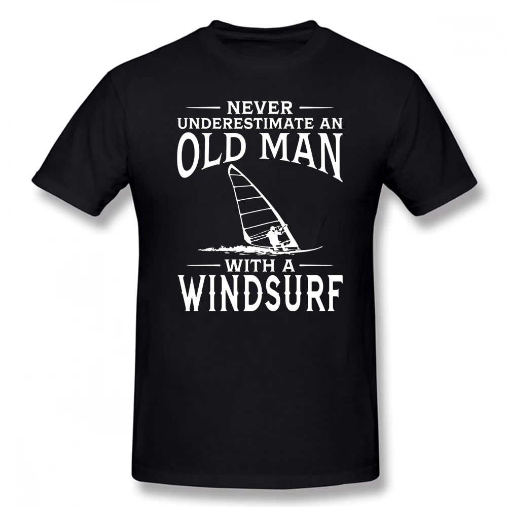 Never Underestimate An Old Man With A Windsurf T Shirts Graphic Cotton Streetwear Short Sleeve O-Neck Harajuku T-shirt Men