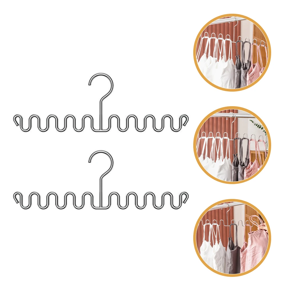 

2pcs Bra Tank Tops Hangers Lingerie Hangers Clothes Storage Hanger Wavy Design Belt Scarf Organizer Closet Wall Storage Sturdy