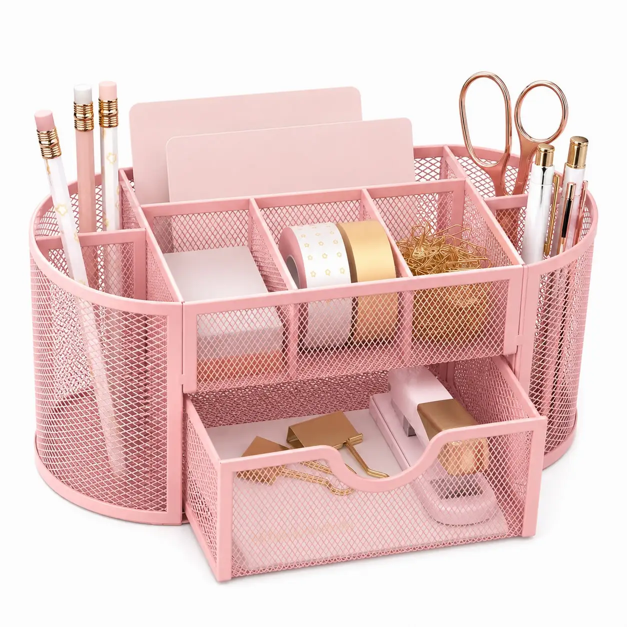 1pc Mesh Multi-Compartment Desk Organizer, Drawer Storage, Office Stationery Gift, Premium Desk Accessory, Chic Love, Father Day Halloween Gift SH260608091305573760466
