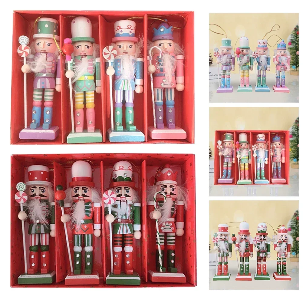 Nutcracker Set Christmas Wooden Ornaments Xmas Tree Nutcracker Hanging Pendant 2024 Festival Home Decorations New Year Toys