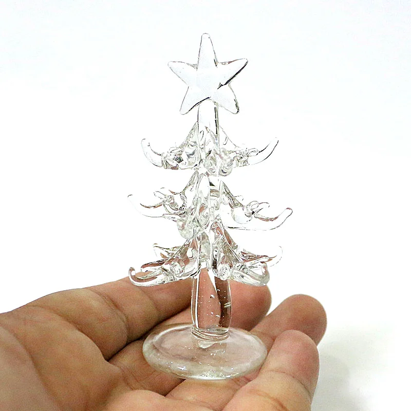 Albero di natale in vetro di Murano verde e trasparente statua ornamenti artigianali collezione di decorazioni per la tavola di casa creativa regali