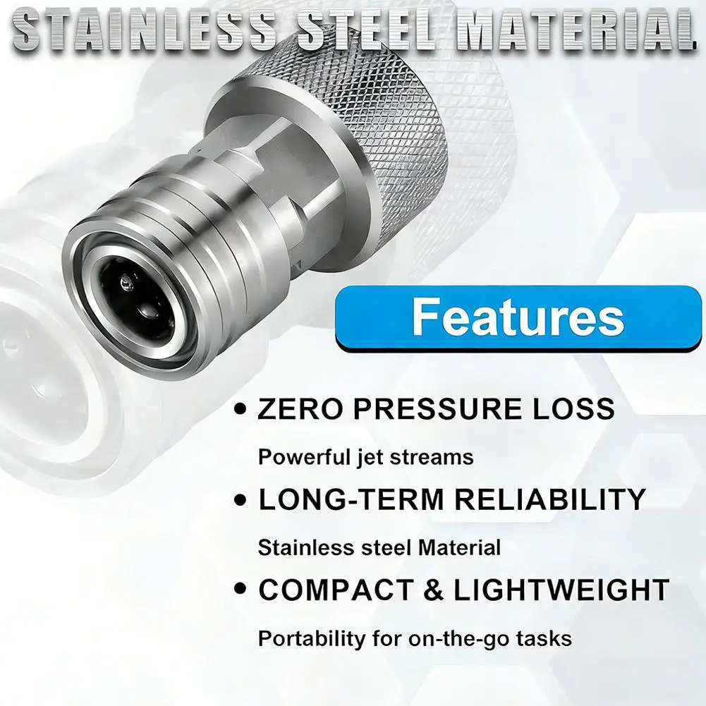 

Адаптер для садового шланга из нержавеющей стали для мойки под давлением, универсальный, без потерь давления, для мытья автомобилей на улице и полива сада