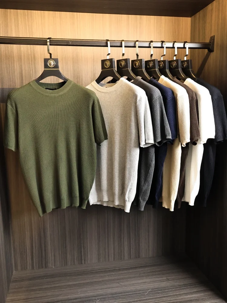 

Мужской трикотаж Ele ort Sve: мягкая текстура, городской стиль, элегантность, узор «пиксель», весна-лето