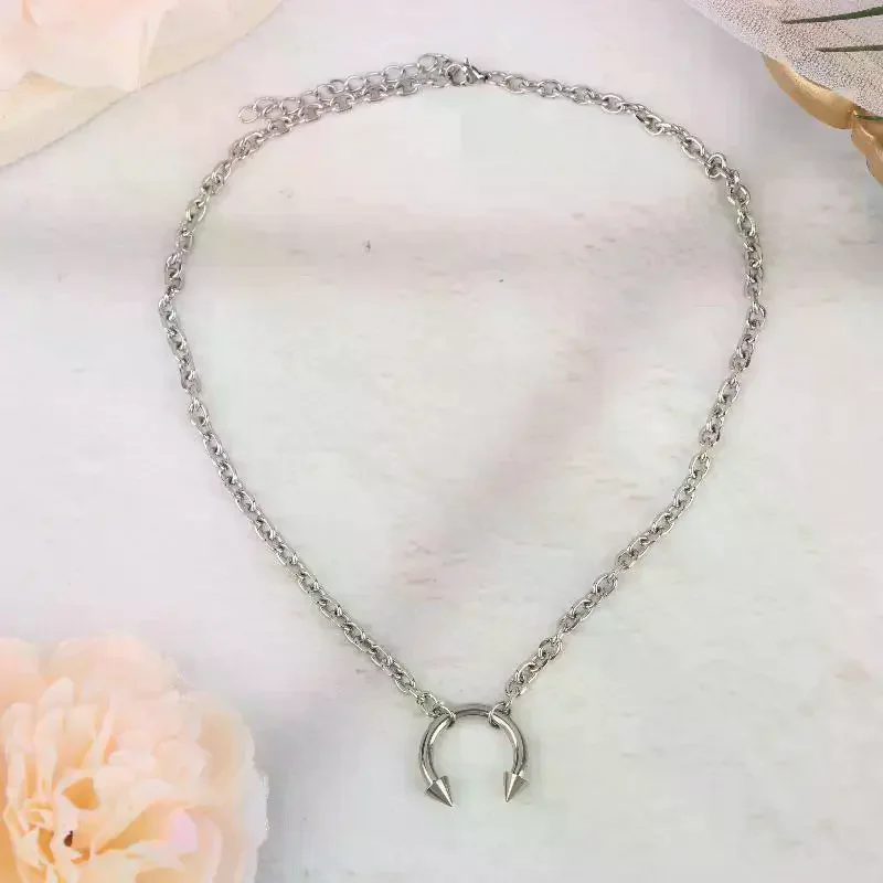 Retro Hip-hop Style Titanium Steel Necklace Party Punk Rivet Pendant Unisex Choker Gothic Y2K Jewelry
