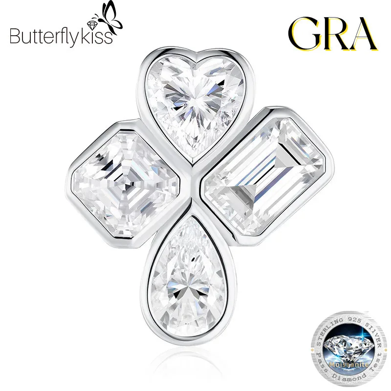 

Butterflykiss Four Stone Full Moissanite Diamond Earrings For Women 925 Sterling Silver Plated 18K Women Moissanite Earring GRA