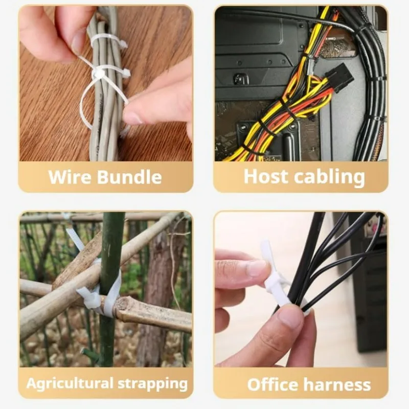 1000/100pcs Releasable Nylon Cable Ties Reusable Self-locking Cables Tie Binder Lock Slipknot Wraps Strap Zipper Ties Organizer