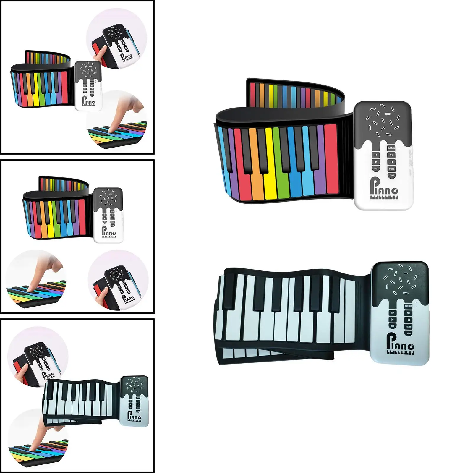 Roll up Piano Rechargeable Sturdy Travel Piano Roll Out Piano Keyboard Hand Roll Piano for Children Kids Adults Beginner