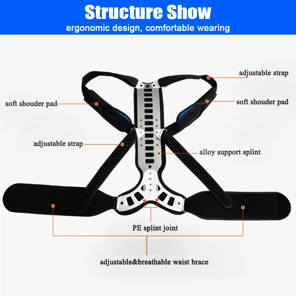 Spine Back Support Brace Improves Posture Corrector for  Men Women Back Shoulder Neck Pain Relief Lumbar Support Straightener