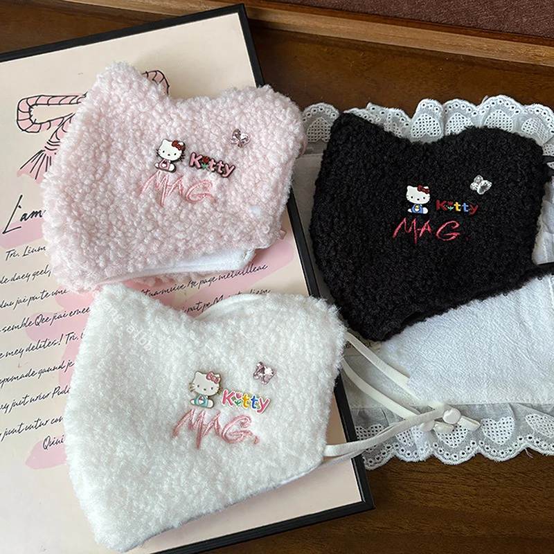 

Sanrio осенне-зимняя теплая маска, дорожная плюшевая овечья шерсть, ветрозащитная, морозостойкая, удобная, дышащая, велосипедная защита для лица