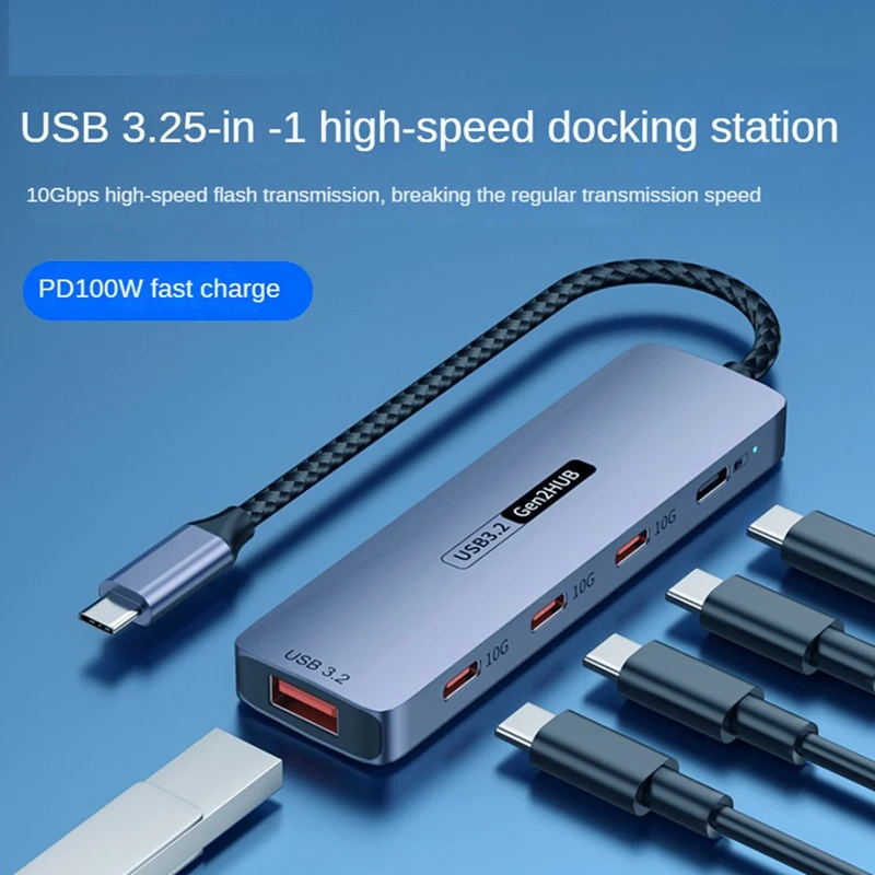 USB C Hub USB Type-C 3.2 HUB 10Gbps High Speed PD100W Charging USB Type-C 3.2 Adapter Splitter For Laptop Phone PC