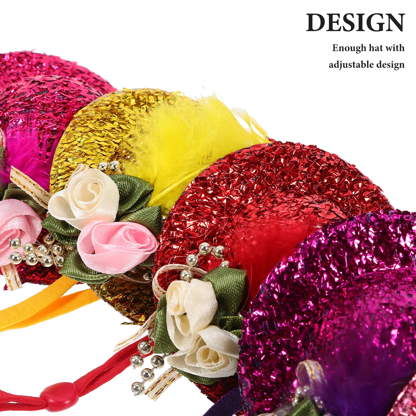 

6Pcs Chicken Decorative Hats Adjustable Wear-Resistant Cloth Hen Hats Festival Accessories Chicken Hat