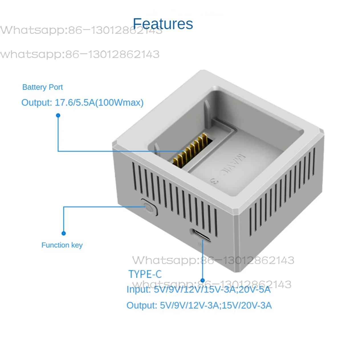 A51I For 3/3 Pro Battery Charger Drone Flight Battery Fast Charger Type-C Charging Hub with Color Screen Display