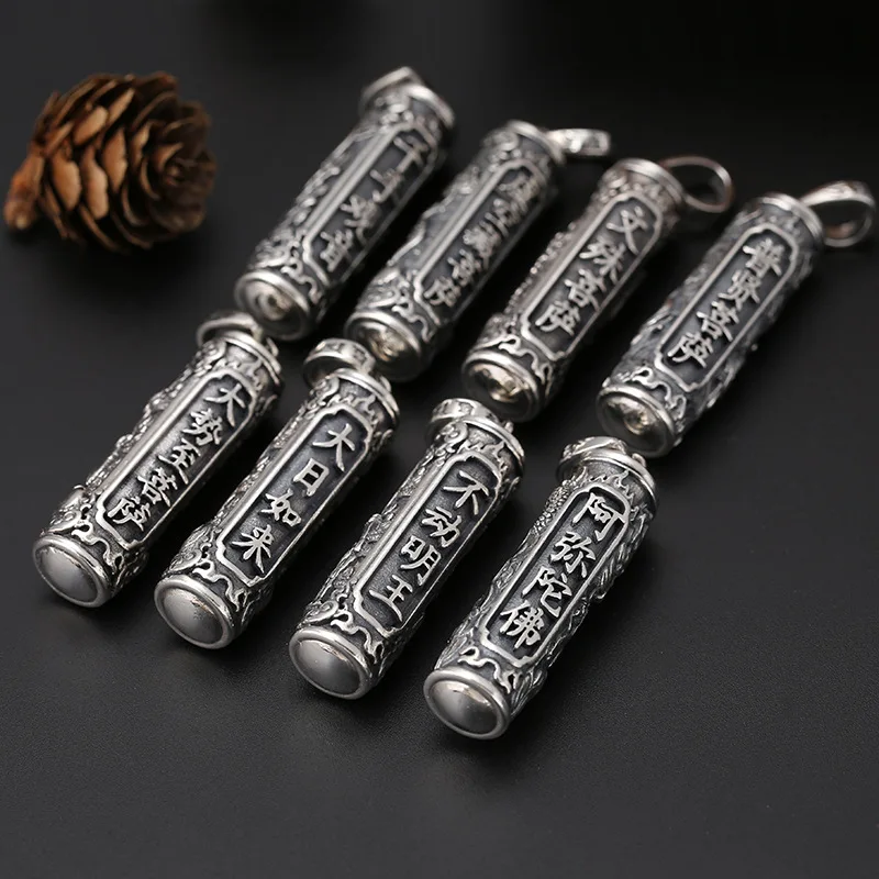 S925 Sterling Jewelry, Thai Silver Zodiac Buddha Pendant, Eight Guardian Deities, Openable Gahu Box, Men And Women