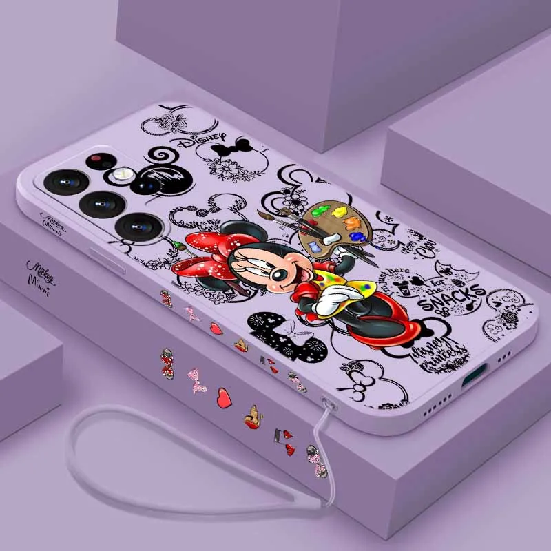 Beautiful Mickey Mouse For Samsung A73 A72 A71 A60 A57 A56 A55 A54 A53 A52 A36 A34 A32 A26 A24 Liquid Left Rope Funda Phone Case