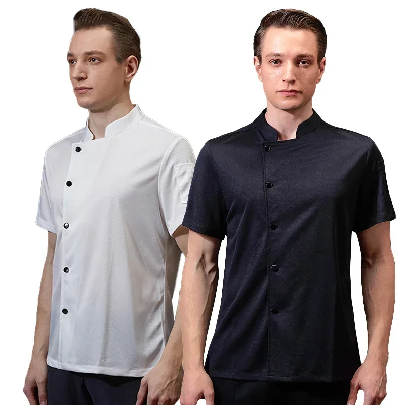 Restaurant Kitchen Work Shirt Unisex Men's and Women's Summer Short Sleeved Chef Jacket  Cooking Chef Uniform