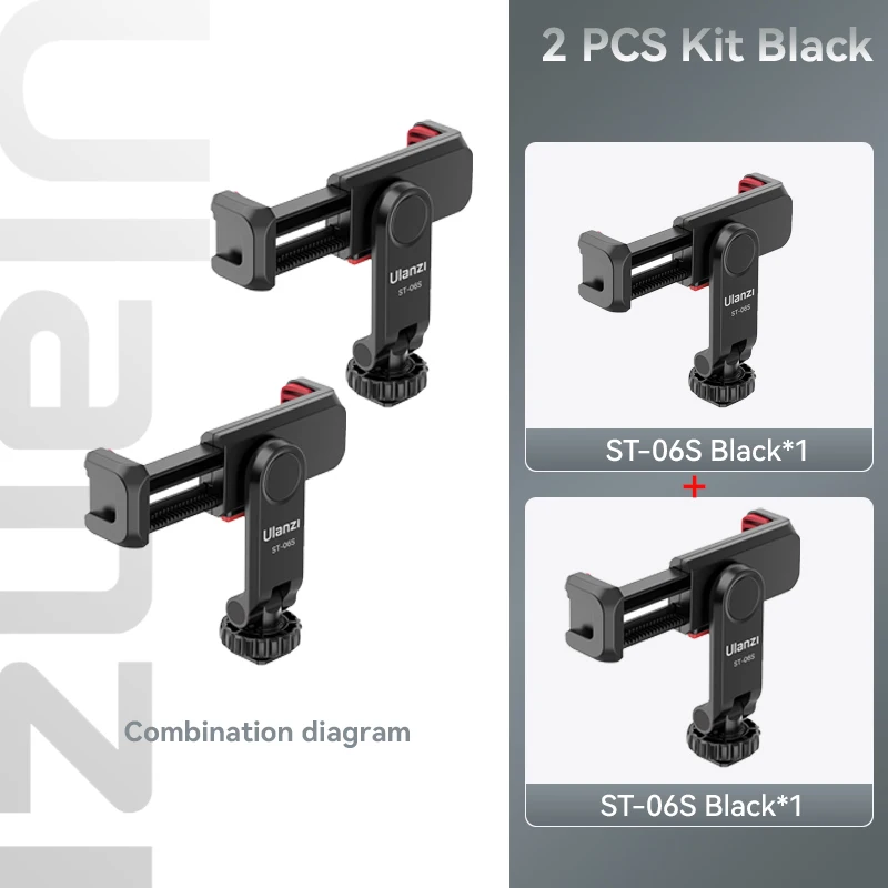 Ulanzi ST-06S Phone Holder Mount Clamp Clip Horizontal and vertical Shooting for Smartphone Cold Shoe Mount Video Light Mic