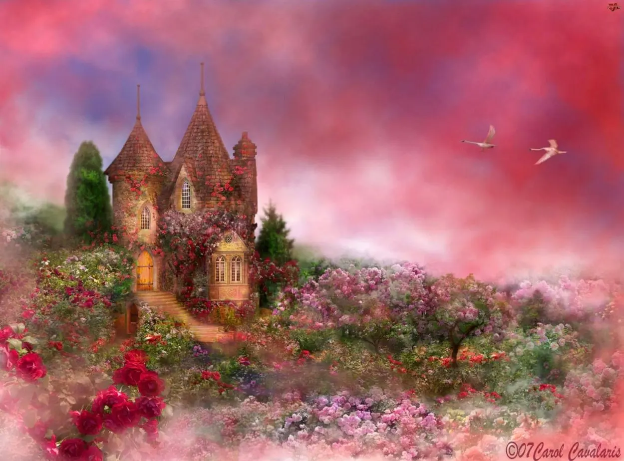 

Magic woodland Forest House Flower garden Castle backdrops High quality computer print scenic Photography Studio Backgrounds