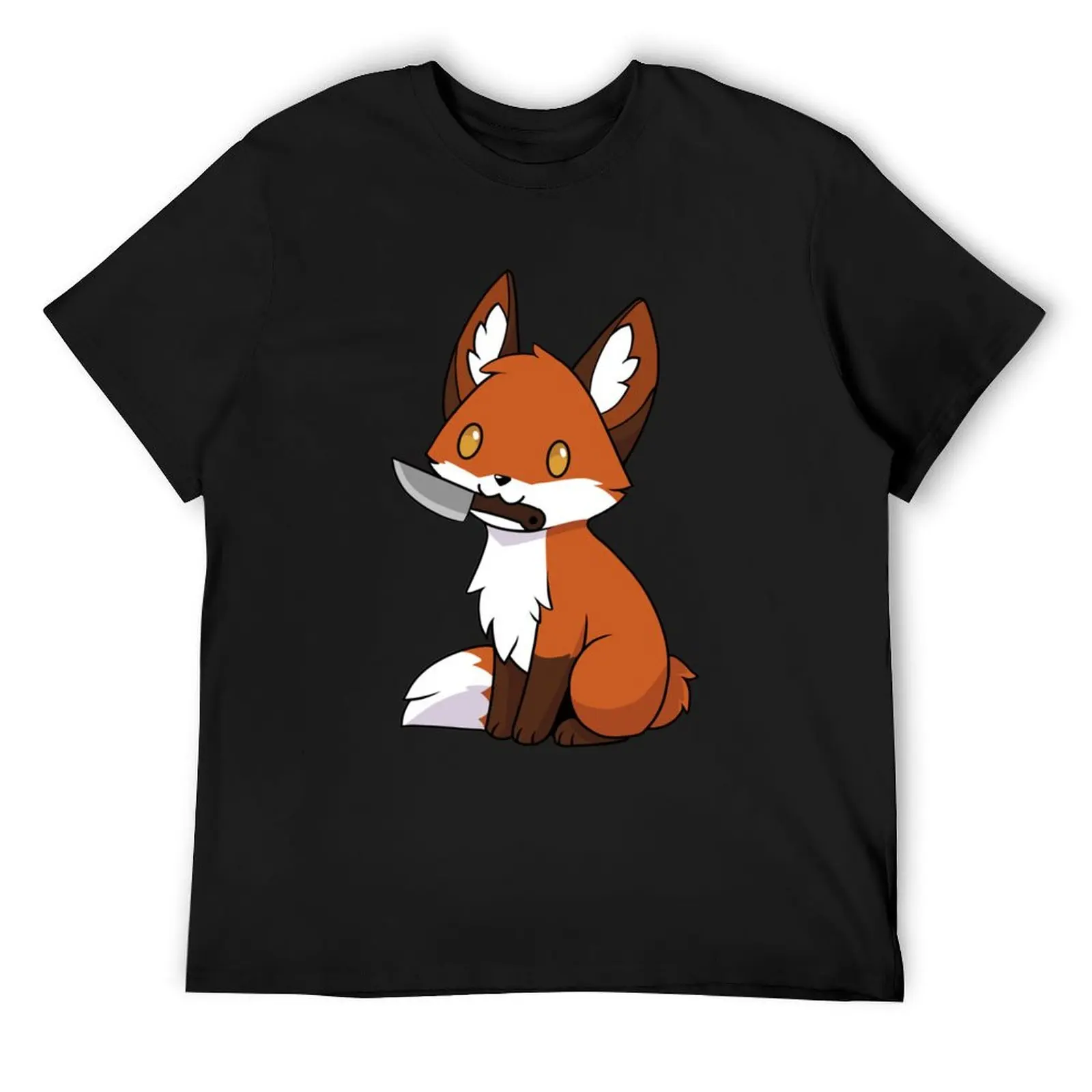 

Fox with a knife T-Shirt vintage clothes clothes anime tshirt animal prinfor boys T-shirts for men cotton
