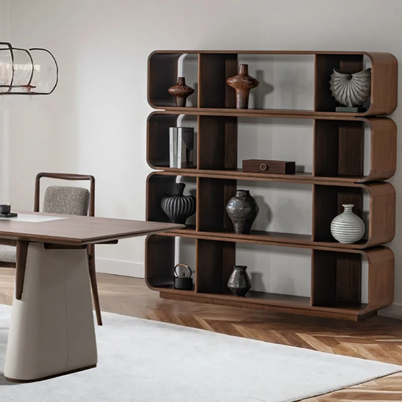 Modern high quality Nordic minimalist modern walnut bookshelf display shelf ladder bookcase