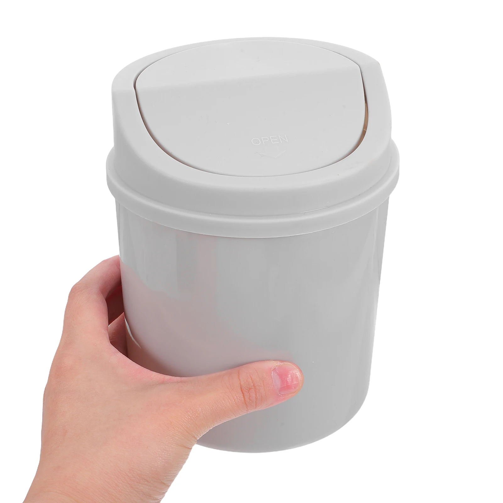 

Mini Desk Trash Can 2L Rotating Lid Small Garbage Bin Bedroom Office Tabletop Waste Paper Basket Rubbish Container