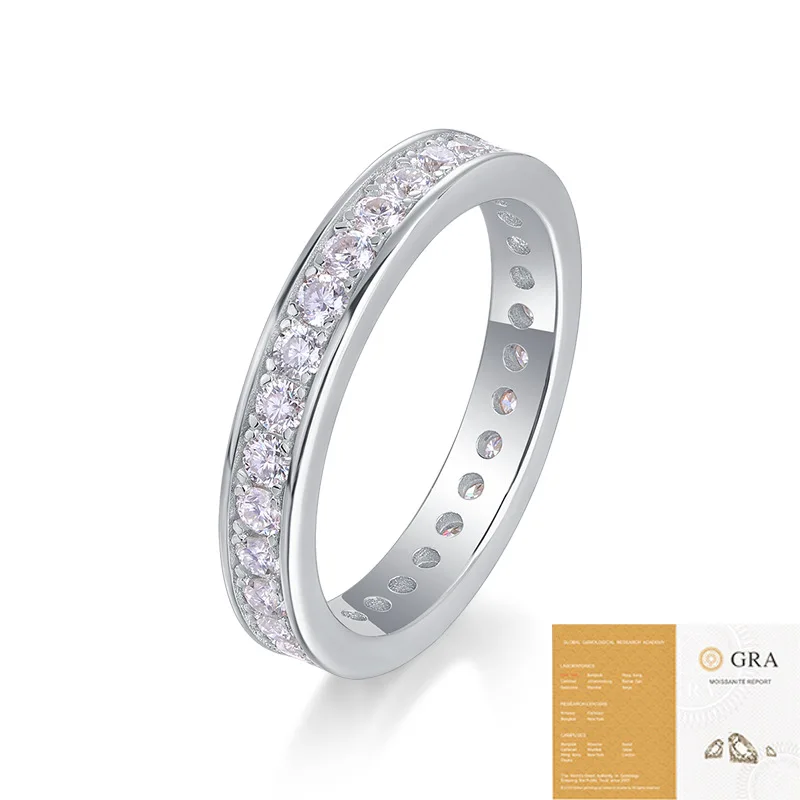 JEWLARA S925 Silver Track Ring Closed Ring New Moissanite Ring