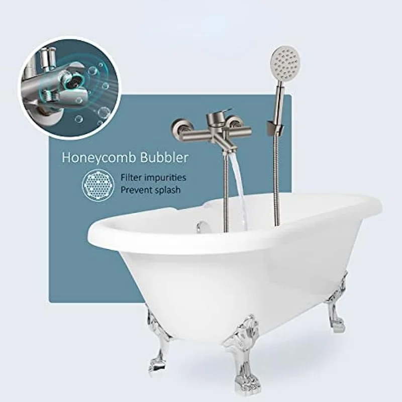 Wall Mount Bathtub Sink Faucet Tub Filler Extra Long Rotating Tub Spout Single Handle Valve Included Bathroom Basin Mixer Tap