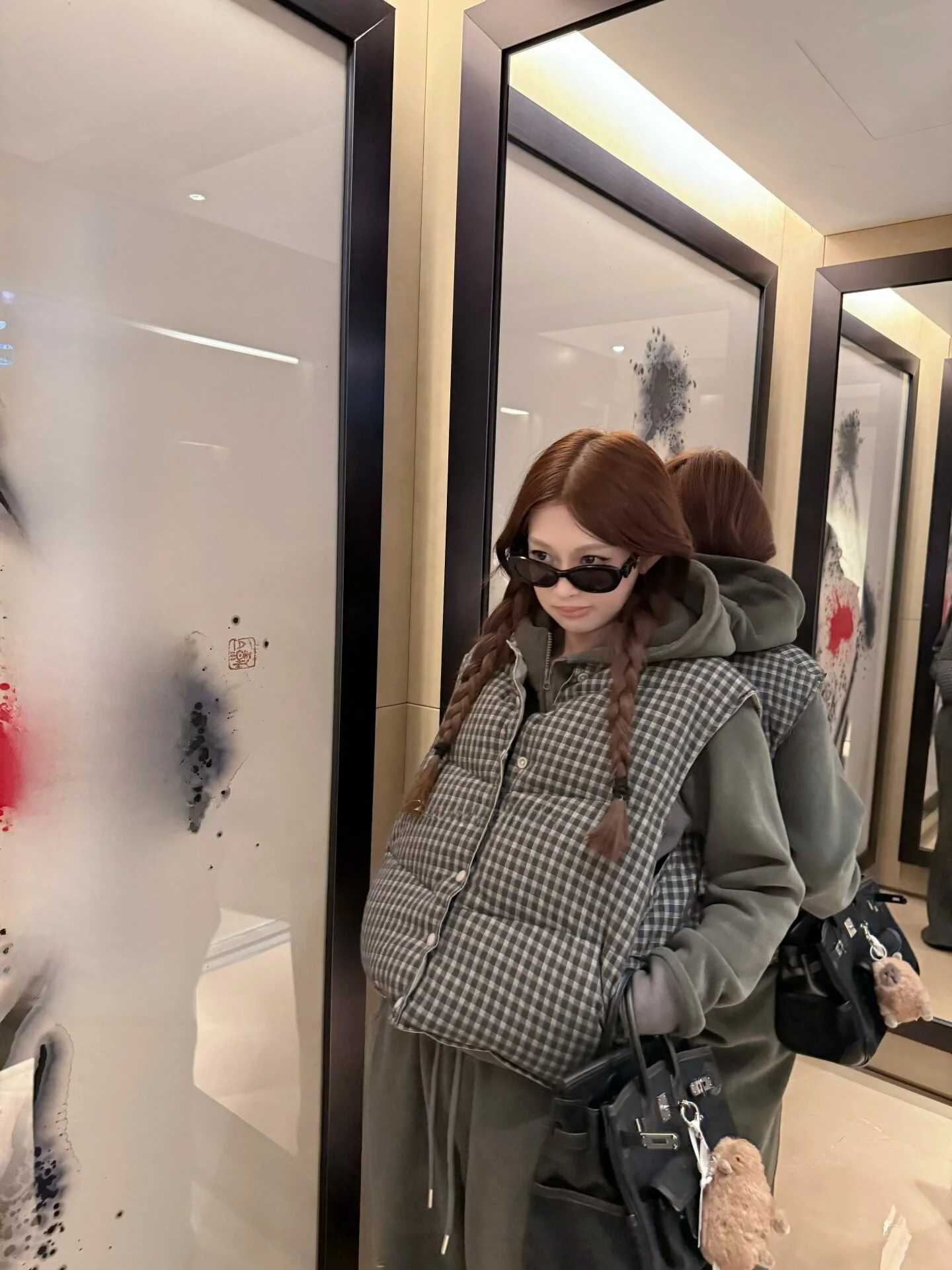 

Женский жилет Ato Hero в клетку с эффектом микрочерепахового панелирования, двусторонний, с комбинированными вставками, теплый, толстый, длинный, пуховик-пальто