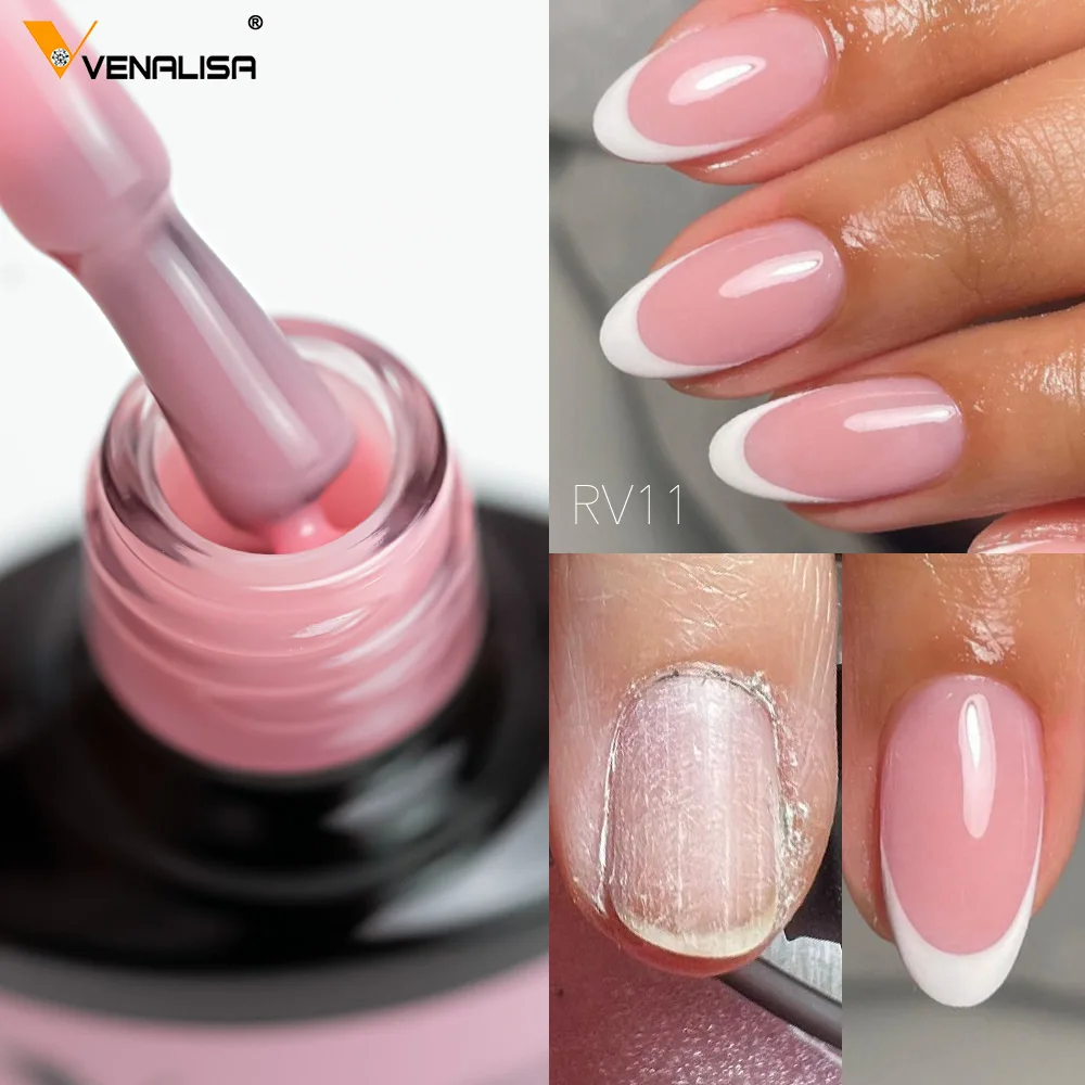 Venalisa Color Rubber Base Coat Jelly Pink Nail Polish 7.5ml Soak Off UV LED Natural Nude Soft Consistency Pastel Nail Manicure