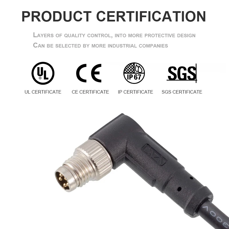 1 Meters M8 Shielded Moulded Cable Leads PVC PUR 3 4 5 6 8 Pins Straight Angled Robotic Sensor Wiring Connectors