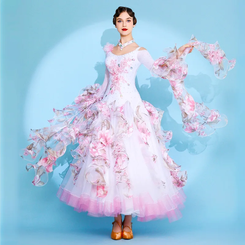 New Ballroom Dance Competition Dresses For Woman Rhinestones National Standard Waltz Dancing Clothes Big Swing Modern Costumes